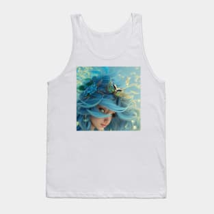 Cutes Owl Goddess with blue hairs Tank Top